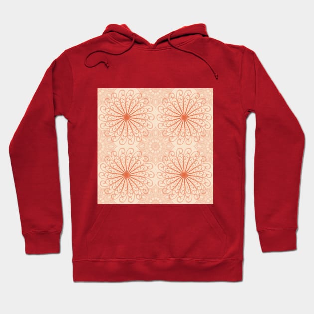 Bright Orange Abstract Mandala Pattern Hoodie by DeneboArt